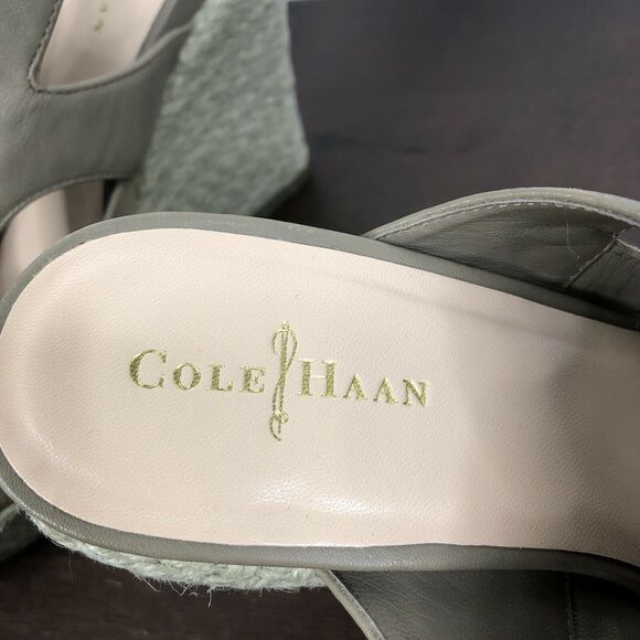 Cole Haan Air Heath Wedge Lace Up Slingback Leather Textile Open Toe Sandal 6B - Picture 4 of 9